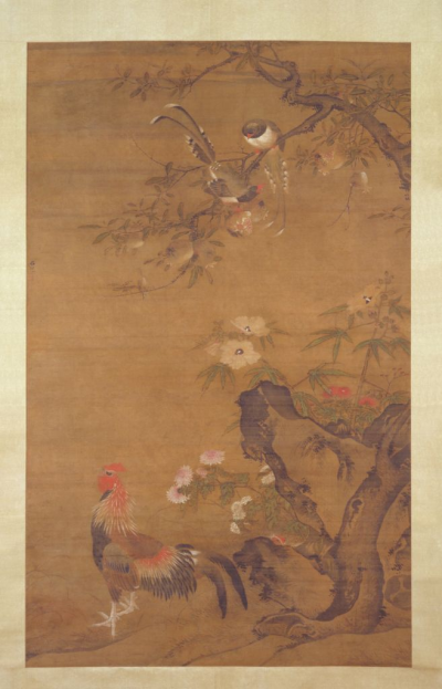 明代 吕纪 《榴葵绶鸡图》轴
北京故宫博物院藏
