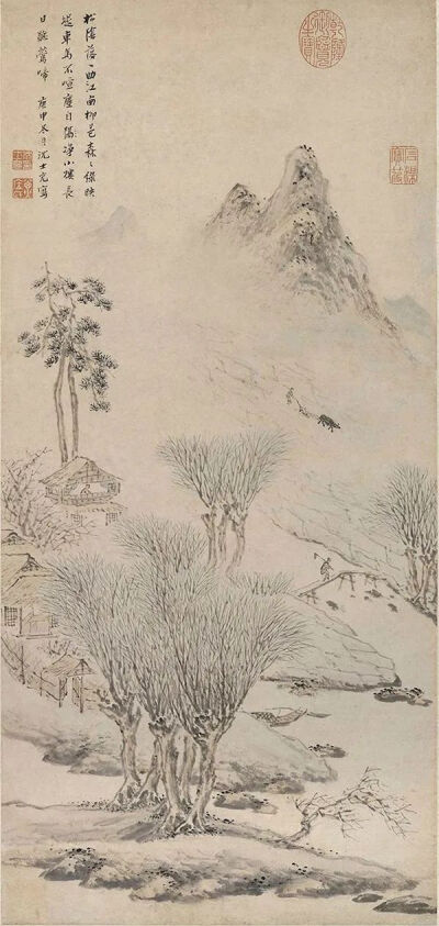 明代 沈士充《山楼观稼图》北京故宫博物院藏--芒种