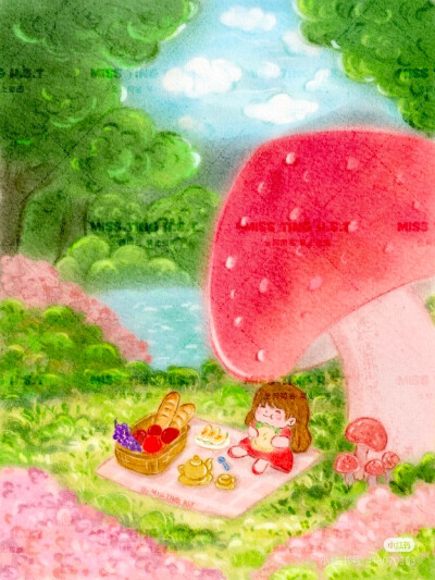 梦幻 彩铅 色粉插画