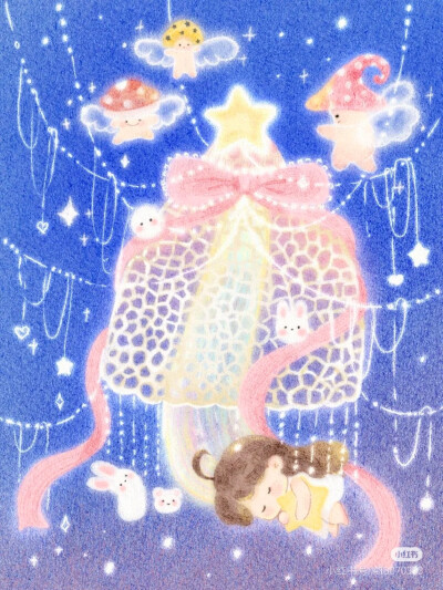 梦幻 彩铅 色粉插画