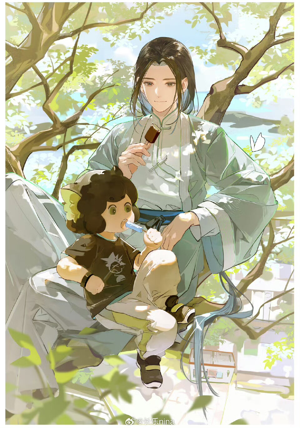 夏天～当然是要吃吃冰！睡睡觉啦
画师：长乐nina
#电影罗小黑战记2# 