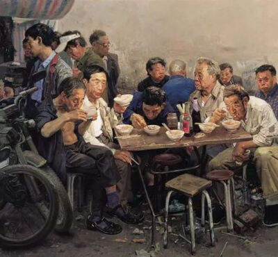 《早点》
忻东旺  2004年  布面油画  190×200cm
