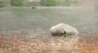 《越过岩石浅滩》
2012年
31 x 57cm
