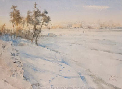 《穿过冰冻的河口》
2012年
41 x 56cm
