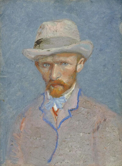 《Self Portrait with Grey Felt Hat_灰色毡帽自画像》
1887年 | 布面油画 | 19.0 x 14.0 cm
