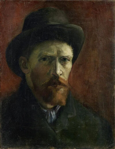 《Self Portrait with Dark Felt Hat_深色毡帽自画像》
1886年 | 帆布油画 | 32.5 x 41 cm
