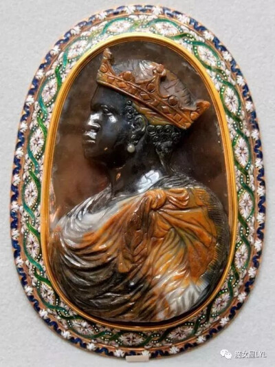 Renaissance cameo of an African king, 16th century, Italy
文艺复兴卡米奥，非洲国王肖像，16世纪意大利
