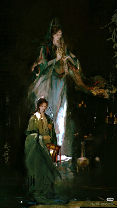 插画，古风，手绘