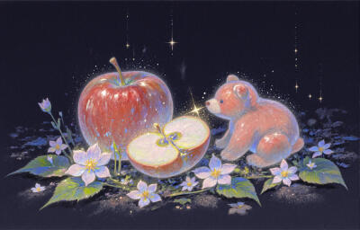 苹果 小熊 花