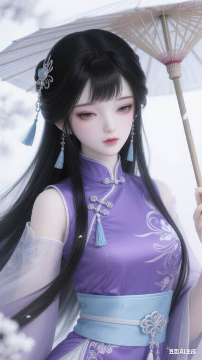 古风美人，蓝紫韵味