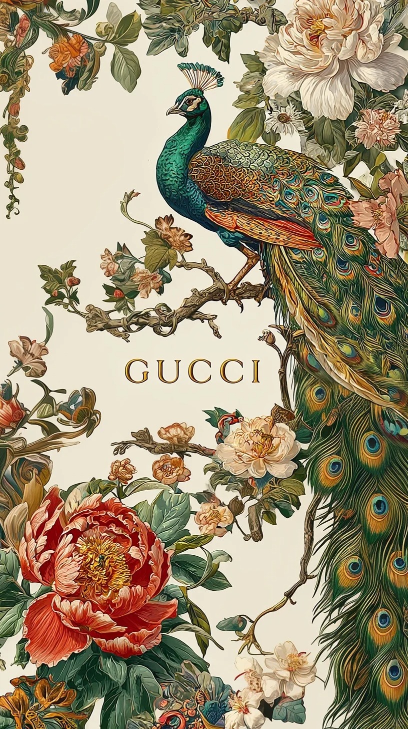 孔雀 牡丹 花鸟 中国传统图案纹样 一颗酸苹果的壁纸库
