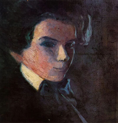 《Self Portrait, Facing Right_自画像》
1907年，布面油画，32.4 x 31.2 cm，私人收藏