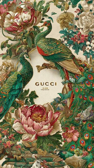 孔雀 牡丹 花鸟 中国传统图案纹样 一颗酸苹果的壁纸库