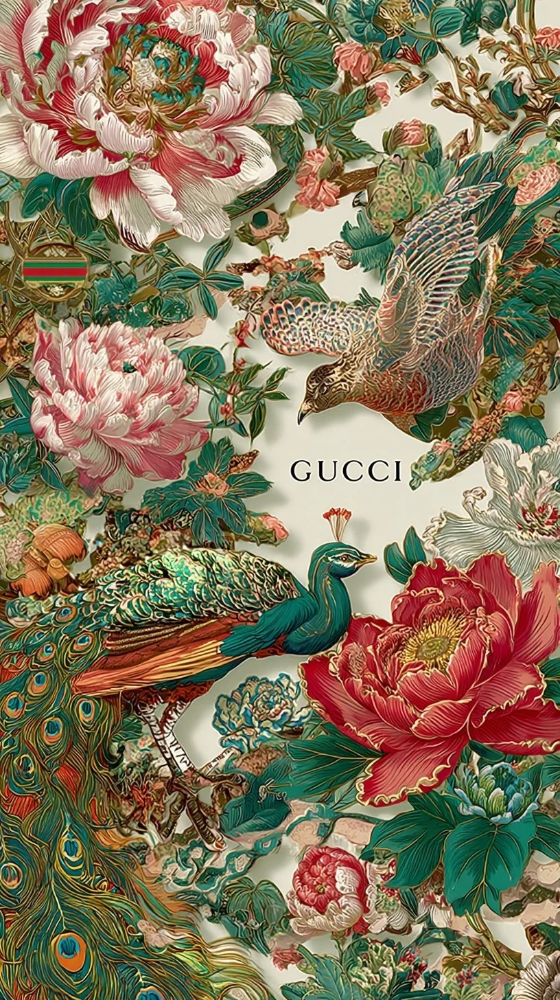 孔雀 牡丹 花鸟 中国传统图案纹样 一颗酸苹果的壁纸库