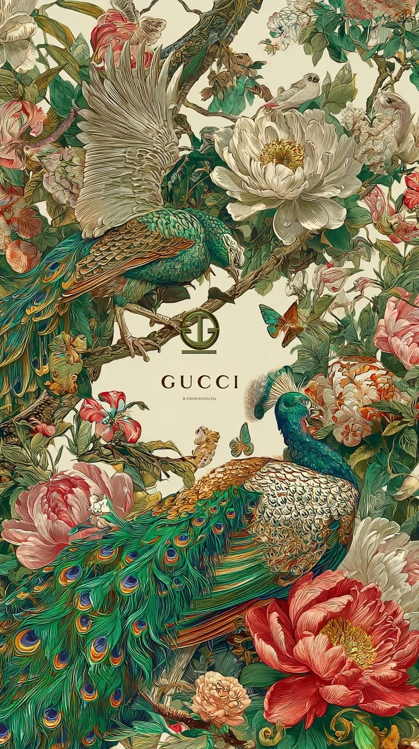孔雀 牡丹 花鸟 中国传统图案纹样 一颗酸苹果的壁纸库