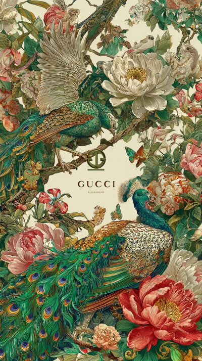 孔雀 牡丹 花鸟 中国传统图案纹样 一颗酸苹果的壁纸库