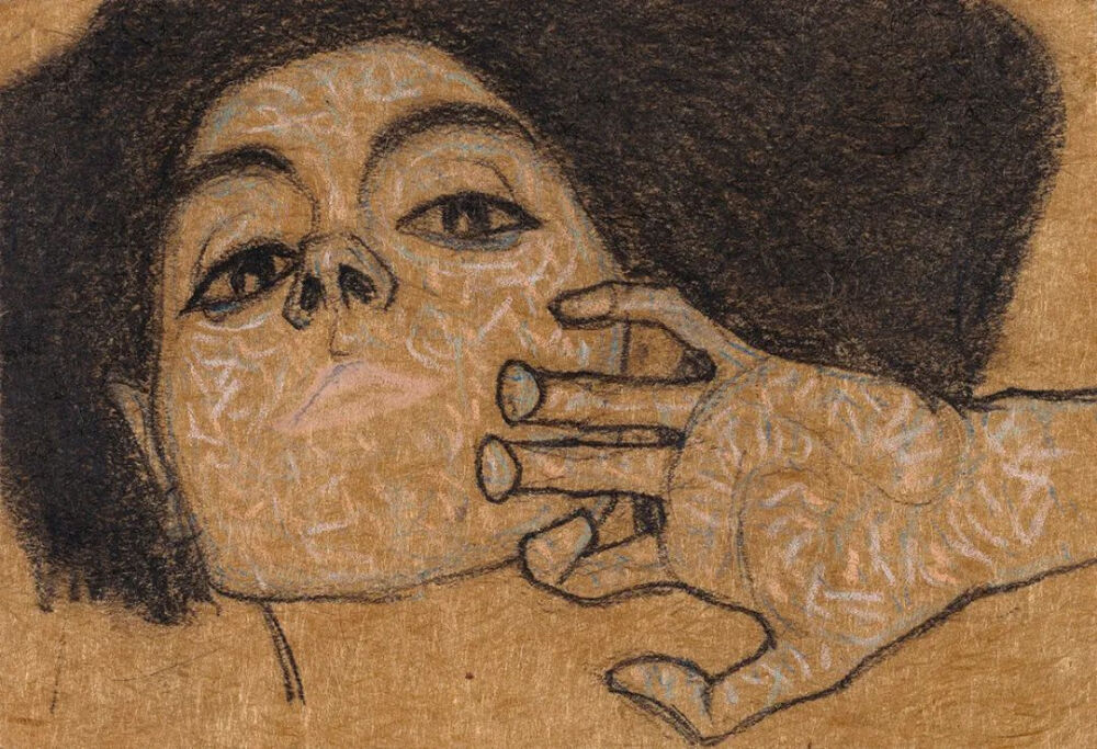 《Head of a Woman》（1908年，蜡笔画）