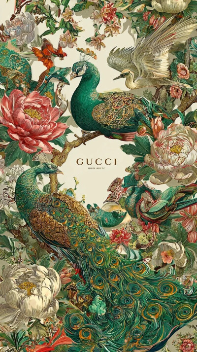 孔雀 牡丹 花鸟 中国传统图案纹样 一颗酸苹果的壁纸库