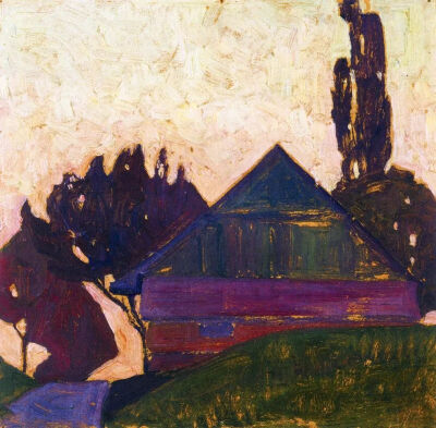 《House Between Trees _树木间的房子》1908年，面板油画，67.31 x 68.58 cm，私人收藏