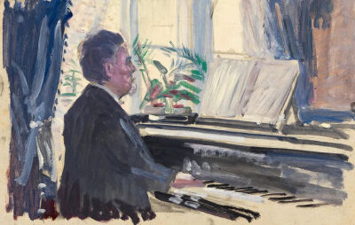 《Leopold Czihaczek am Klavier (Skizze)》1907年，水粉画