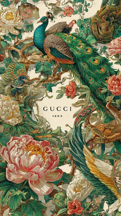 孔雀 牡丹 花鸟 中国传统图案纹样 一颗酸苹果的壁纸库