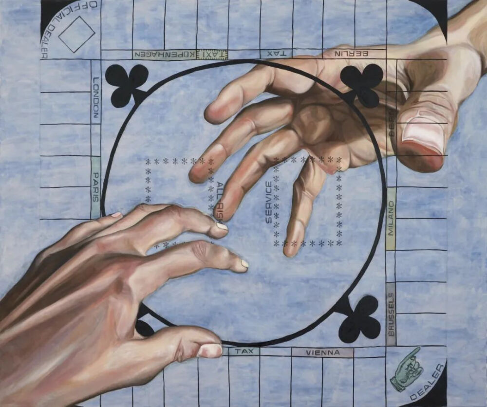 Jana，Euler Near Meeting，2013年，油画、画布，200 × 240 × 1.8 厘米 ©Jana Euler，由艺术家本人及Cabinet画廊（伦敦）提供，摄影：Mark Blower
