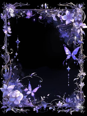 紫色边框 紫色花朵素材