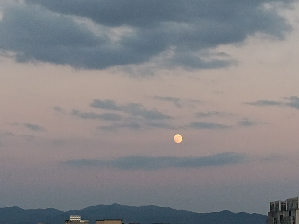 傍晚时分拍到的月亮！