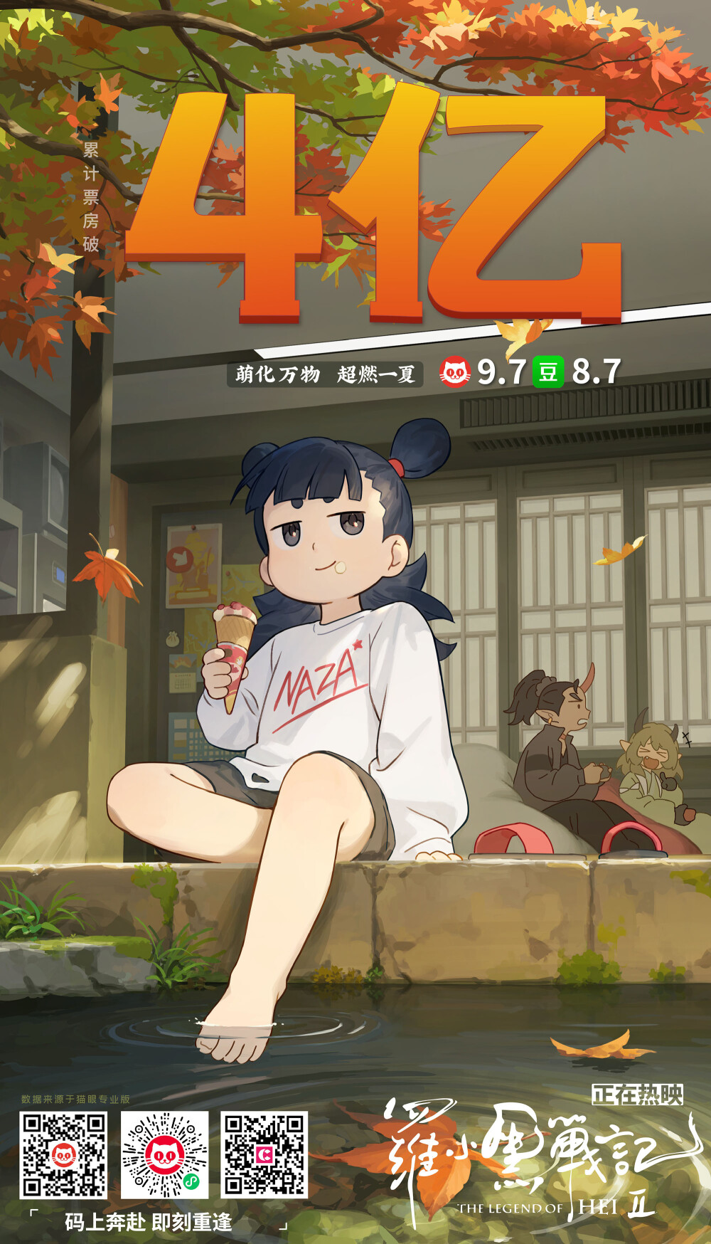 4亿！！！(((o(*ﾟ▽ﾟ*)o)))
#电影罗小黑战记2票房破4亿#