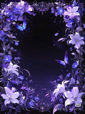 紫色边框 紫色花朵素材