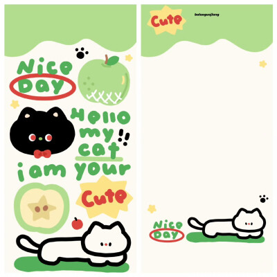夏日青苹果涂鸦黑猫壁纸+套图