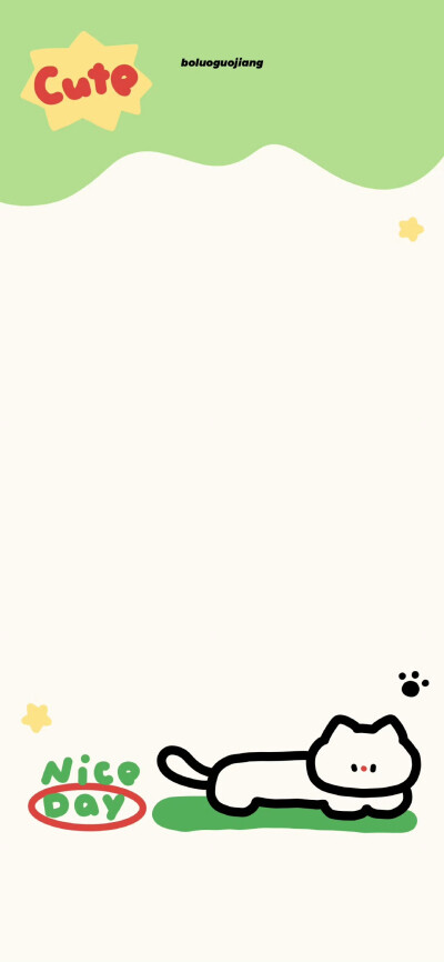夏日青苹果涂鸦黑猫壁纸+套图