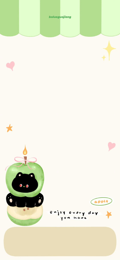 夏日青苹果涂鸦黑猫壁纸+套图