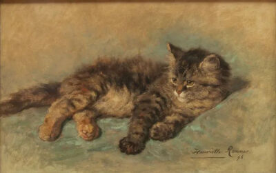 《小猫》Kitten
亨利艾特·罗纳·克尼普（Henrietta Roner-Knipp）
1896年；尺寸未知；画布油画