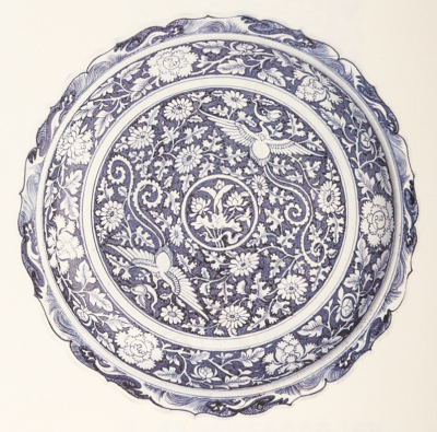 元 青花双凤唐草纹棱花盘
土耳其托普卡帕皇宫藏
