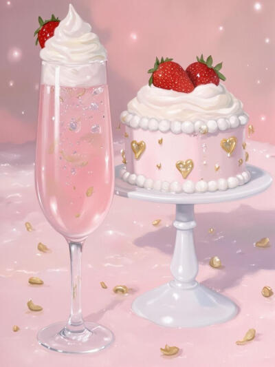 粉色系少女心甜品插画