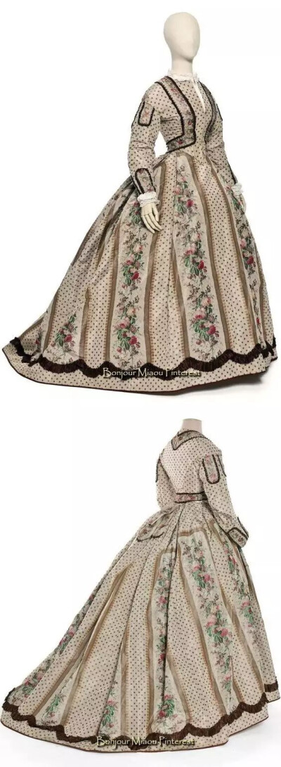 Afternoon dress, 1860. Silk taffeta, two pieces. 