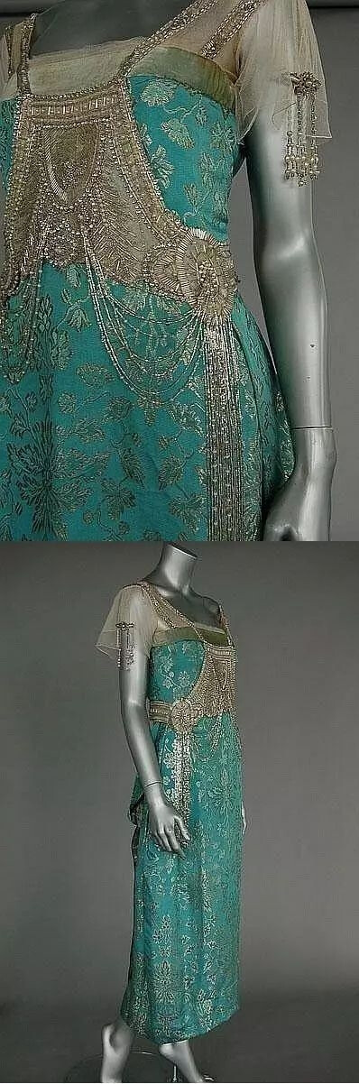 Turquoise and Silver 1920's Evening Dress