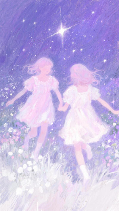 紫色系梦幻少女心插画