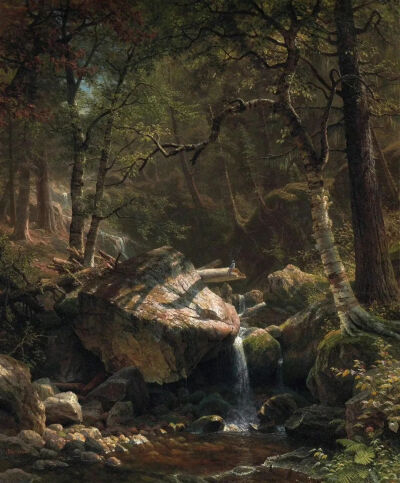 《山涧》The Mountain Brook
阿尔伯特·比尔施塔特（Albert Bierstadt）
1863年；111.8 * 91.4 cm；画布油画