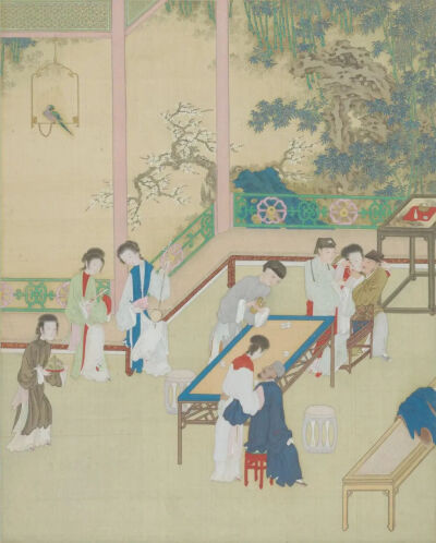 应伯爵替花邀酒
清代 《金瓶梅》彩绘绢本
纳尔逊·阿特金斯艺术博物馆藏
