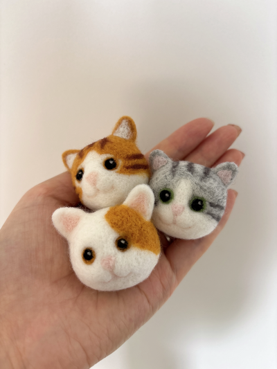 原创手工羊毛毡小猫头