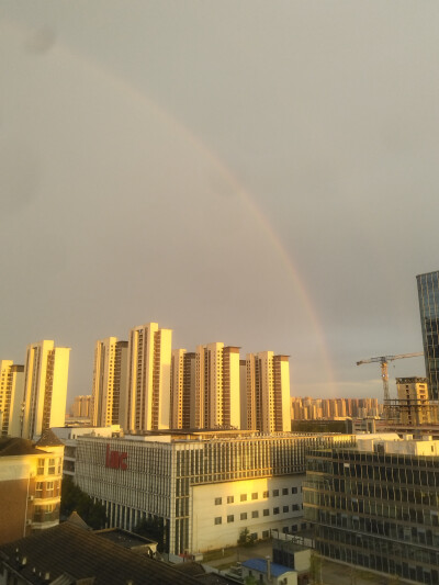 2025-08-25虹
第一张是松雅湖西南角与主题无关，第二张在阳台由手机直接拍到，第三张是我登上天台手持照相机拍摄五张合成的全景图。