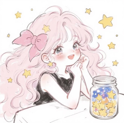粉色系元气少女头像