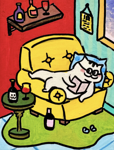 五彩卡通猫咪头像