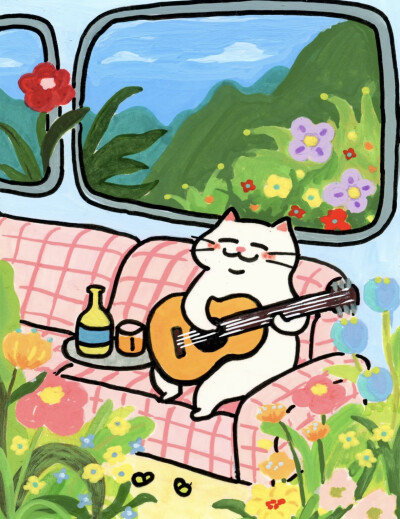 五彩卡通猫咪头像