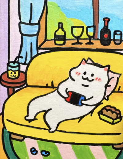 五彩卡通猫咪头像