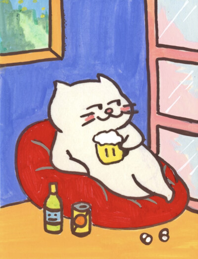 五彩卡通猫咪头像
