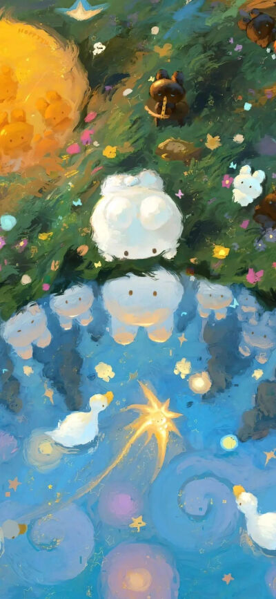 油画风小兔壁纸❤