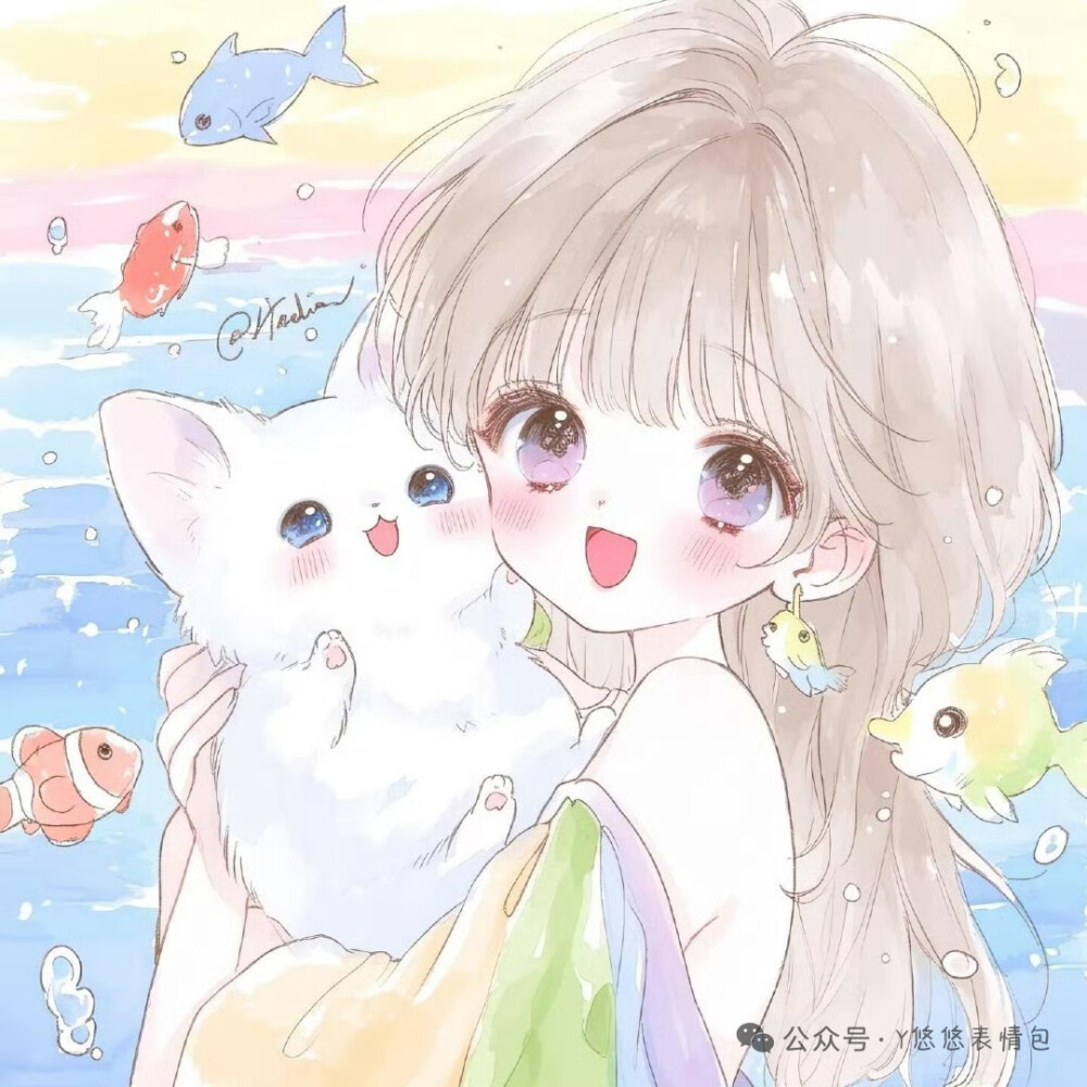 手绘猫猫女孩头像❤